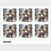 Havanese Hond Rijden Motorfiets Kerstmis Vierkante Sticker (Vel)