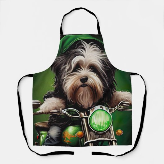 Havanese Hond Rijdt op Fiets St. Patrick's Day Schort (Voorkant)