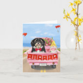 Havanese Hond Valentijnsdag Truck Kaart (Gele Bloem)