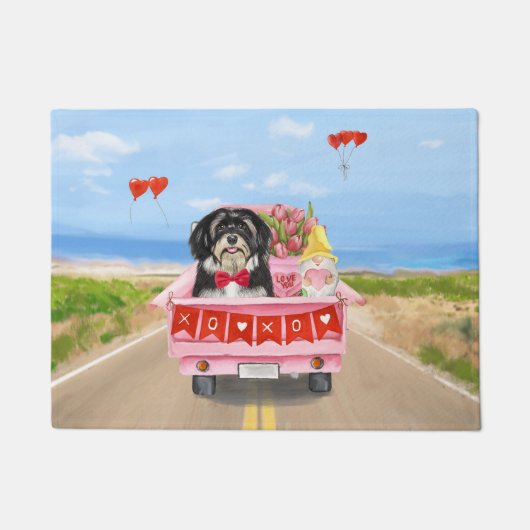 Havanese Hond Valentijnsdag Vrachtwagen Deurmat (Voorkant)