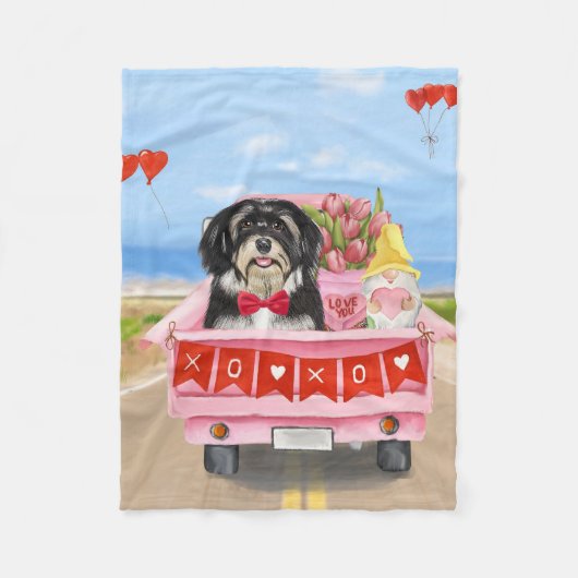 Havanese hond Valentijnsdag vrachtwagen  Fleece Deken (Voorkant)