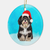 Havanese Hond Zittend In Sneeuw Kerst Pet Keramisch Ornament (Links)