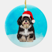 Havanese Hond Zittend In Sneeuw Kerst Pet Keramisch Ornament (Achterkant)