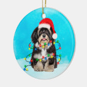 Havanese Hond Zittend In Sneeuw Kerst Pet Lichten Keramisch Ornament (Links)