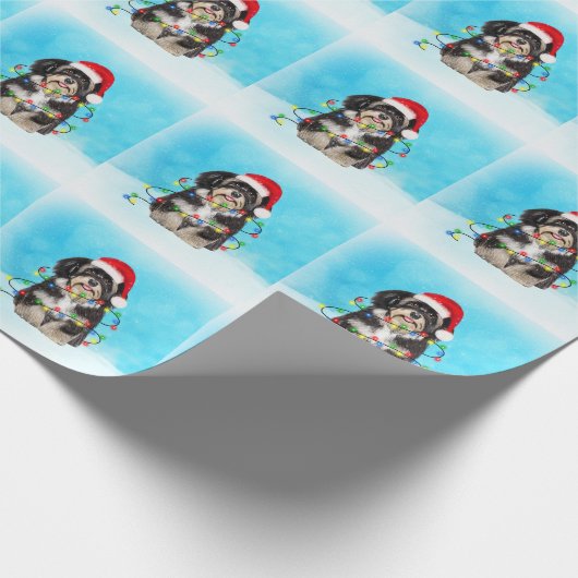 Havanese Hond Zittend Op Strand Kerst Pet Cadeaupapier (Hoek)