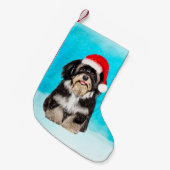 Havanese Hond Zittend Op Strand Kerst Pet Kleine Kerstsok (Voorkant (Hangend))