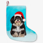 Havanese Hond Zittend Op Strand Kerst Pet Kleine Kerstsok (Voorkant)
