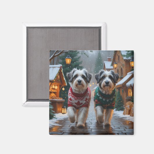 Havanese Honden Kerst Sneeuw Vakantie Magneet (Voorkant / Achterkant)