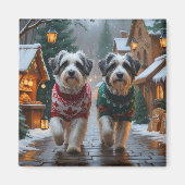 Havanese Honden Kerst Sneeuw Vakantie Magneet (Voorkant)