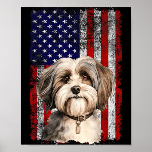 Havanese hondenliefhebber Amerikaanse vlag 4 juli Poster