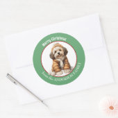 Havanese Hondenpuppy Winterjas en Pet Kerst Ronde Sticker (Envelop)