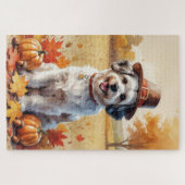Havanese in herfstbladeren Thanksgiving kunst Legpuzzel (Horizontaal)