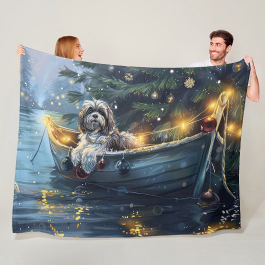 Havanese Kerst Feestelijke Reis Fleece Deken (In situ)