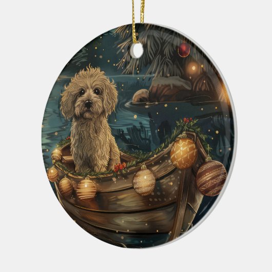 Havanese Kerst Feestelijke Reis Keramisch Ornament (Links)