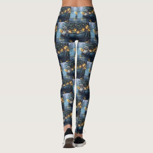 Havanese Kerst Feestelijke Reis Leggings (Achterkant)