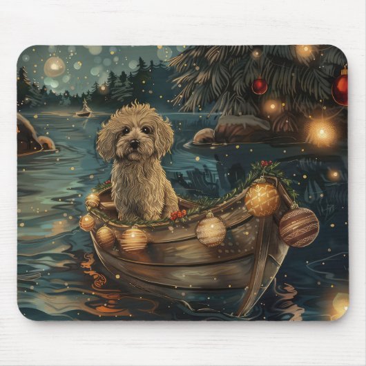 Havanese Kerst Feestelijke Reis Muismat (Voorkant)