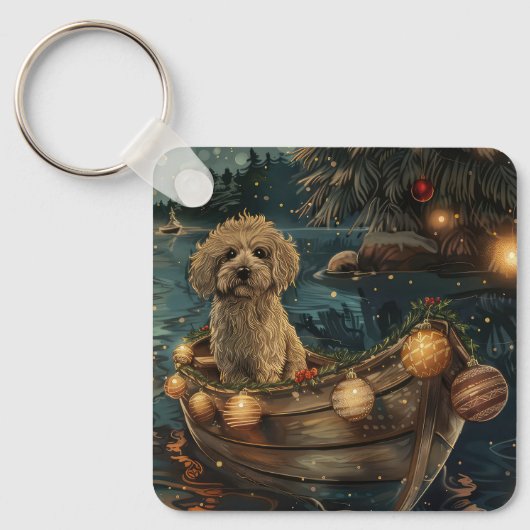 Havanese Kerst Feestelijke Reis Sleutelhanger (Voorkant)