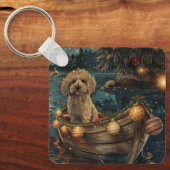 Havanese Kerst Feestelijke Reis Sleutelhanger (Voorkant)
