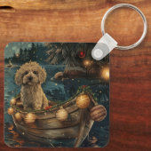 Havanese Kerst Feestelijke Reis Sleutelhanger (Achterkant)