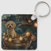 Havanese Kerst Feestelijke Reis Sleutelhanger (Achterkant)