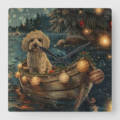 Havanese Kerst Feestelijke Reis Vierkante Klok (Voorkant)