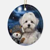 Havanese kerst, hondenherdenkingsgeschenk, hondenl keramisch ornament (Links)
