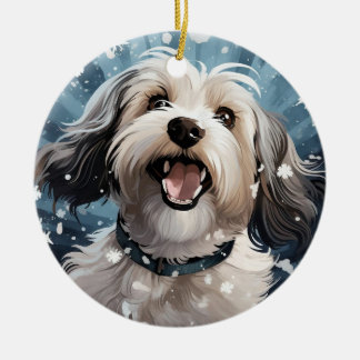 Havanese kerst, hondenherdenkingsgeschenk, hondenl keramisch ornament