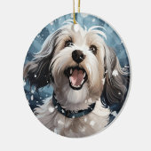 Havanese kerst, hondenherdenkingsgeschenk, hondenl keramisch ornament (Links)