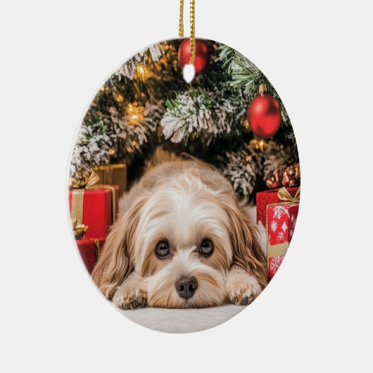 Havanese kerst keramisch ornament (Rechts)