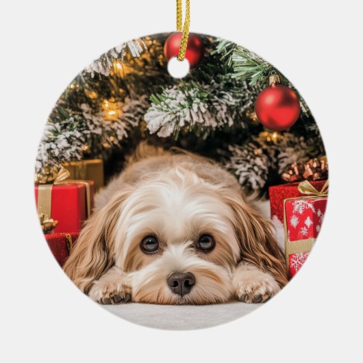 Havanese kerst keramisch ornament (Voorkant)