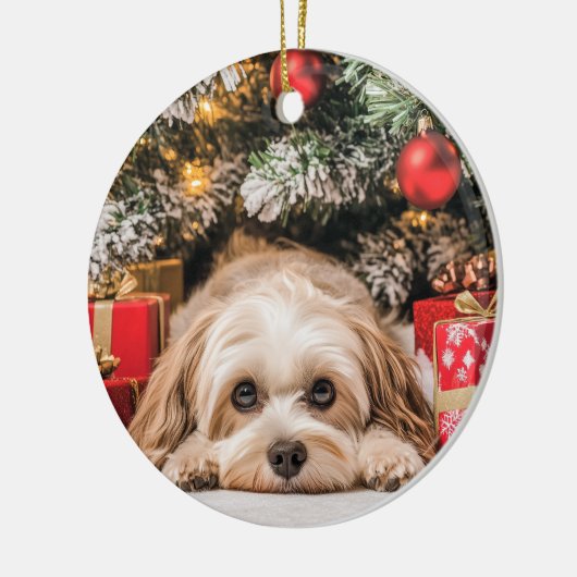 Havanese kerst keramisch ornament (Links)