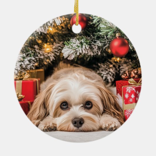 Havanese kerst keramisch ornament (Achterkant)