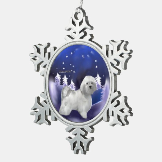 Havanese kerst tin sneeuwvlok ornament (Rechts)