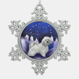Havanese kerst tin sneeuwvlok ornament
