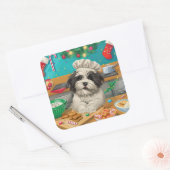 Havanese Kerstbakfeest: Festieve Kerstmis Vierkante Sticker (Envelop)
