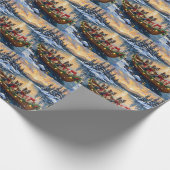Havanese Kerstboot Vakantie Cadeaupapier (Hoek)