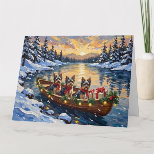Havanese Kerstboot Vakantie Kaart (Voorkant)