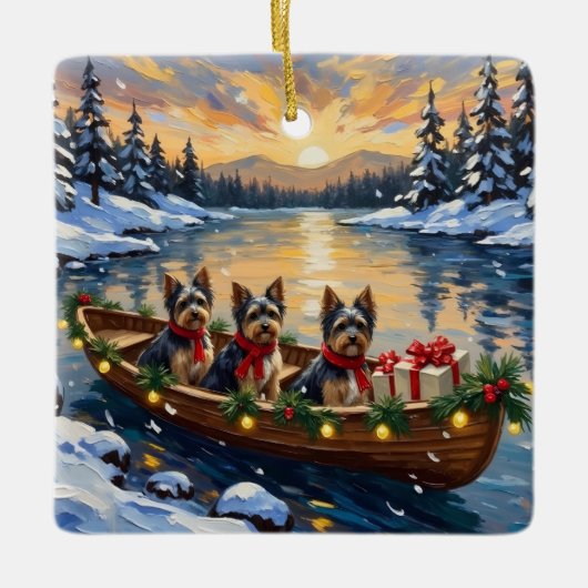 Havanese Kerstboot Vakantie Keramisch Ornament (Voorkant)