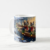 Havanese Kerstboot Vakantie Koffiemok (Voorkant links)
