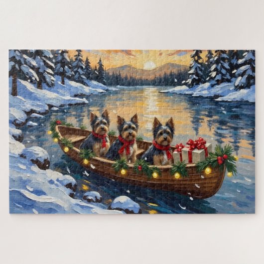 Havanese Kerstboot Vakantie Legpuzzel (Horizontaal)