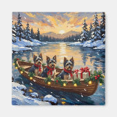 Havanese Kerstboot Vakantie Magneet (Voorkant)