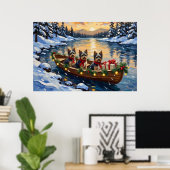 Havanese Kerstboot Vakantie Poster (Thuiskantoor)