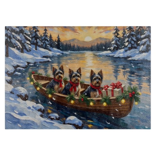 Havanese Kerstboot Vakantie Snijplank (Voorkant)