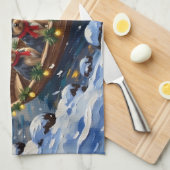 Havanese Kerstboot Vakantie Theedoek (Quarter Fold)