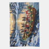 Havanese Kerstboot Vakantie Theedoek (Verticaal)