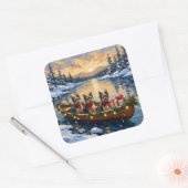 Havanese Kerstboot Vakantie Vierkante Sticker (Envelop)