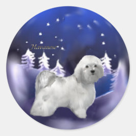 Havanese kerstcadeautjes ronde sticker