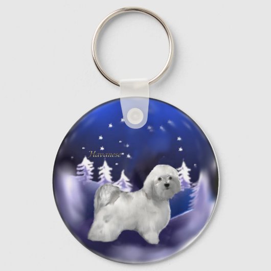 Havanese kerstcadeautjes sleutelhanger (Voorkant)