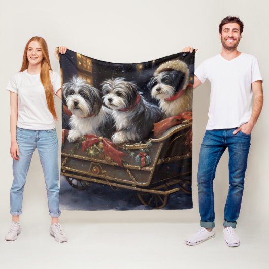 Havanese Kerstfeest Seizoen Fleece Deken (In situ)