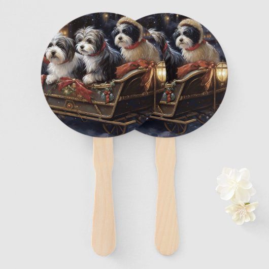 Havanese Kerstfeest Seizoen Handwaaier (Voorkant en achterkant)